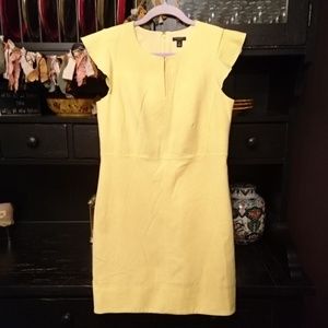 Ann Taylor Petite 8P Yellow Flutter Sleeve Dress